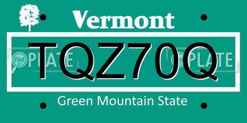 TQZ70Q Vermont License Plate