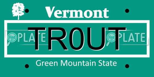TR0UT Vermont License Plate