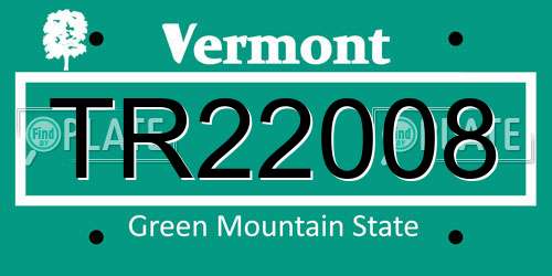 TR22008 Vermont License Plate