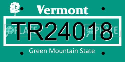 TR24018 Vermont License Plate