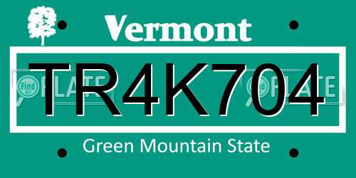 TR4K704 Vermont License Plate