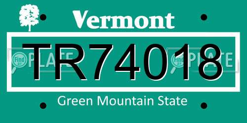 TR74018 Vermont License Plate