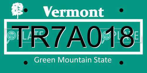TR7A018 Vermont License Plate