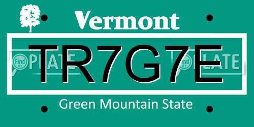 TR7G7E Vermont License Plate