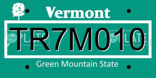 TR7M010 Vermont License Plate