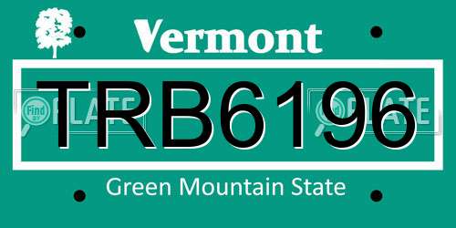 TRB6196 Vermont License Plate