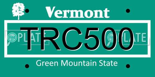 TRC500 Vermont License Plate