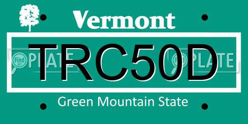 TRC50D Vermont License Plate