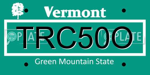 TRC50O Vermont License Plate