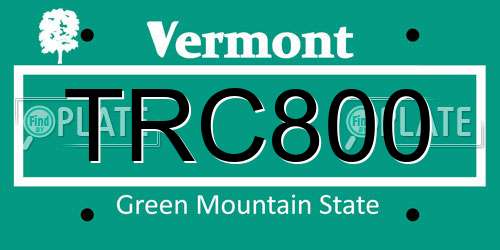 TRC800 Vermont License Plate