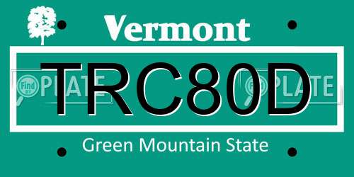 TRC80D Vermont License Plate