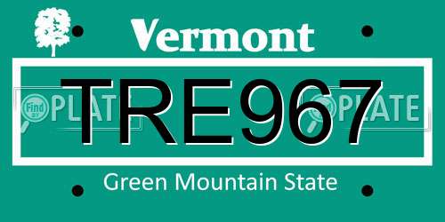TRE967 Vermont License Plate
