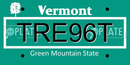 TRE96T Vermont License Plate