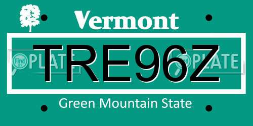 TRE96Z Vermont License Plate