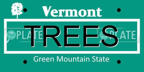 TREES Vermont License Plate