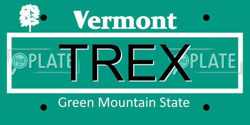TREX Vermont License Plate