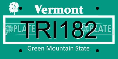 TRI182 Vermont License Plate