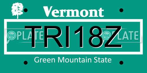 TRI18Z Vermont License Plate