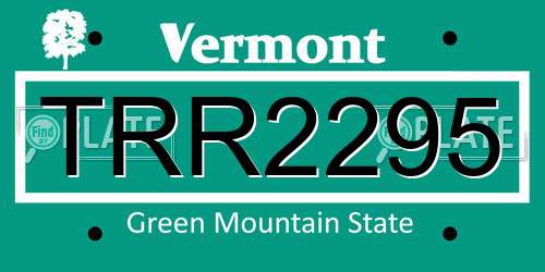 TRR2295 Vermont License Plate