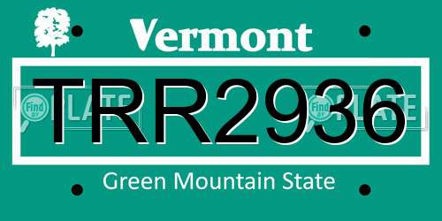 TRR2936 Vermont License Plate