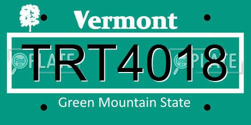 TRT4018 Vermont License Plate