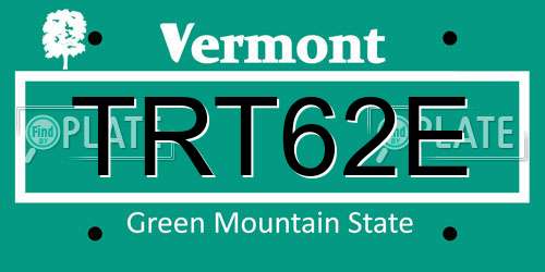 TRT62E Vermont License Plate