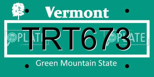 TRT673 Vermont License Plate