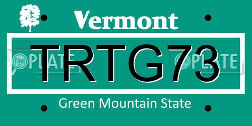 TRTG73 Vermont License Plate