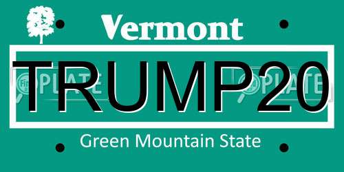 TRUMP20 Vermont License Plate