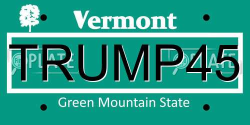TRUMP45 Vermont License Plate