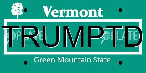 TRUMPTD Vermont License Plate