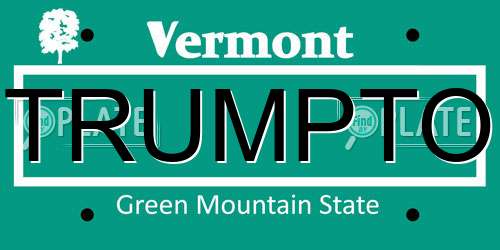TRUMPTO Vermont License Plate