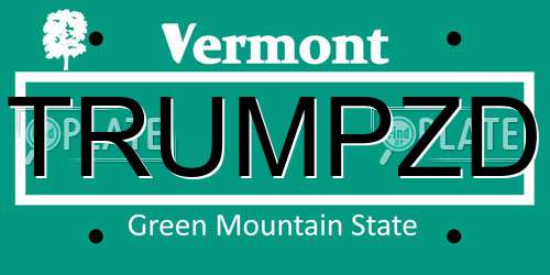 TRUMPZD Vermont License Plate