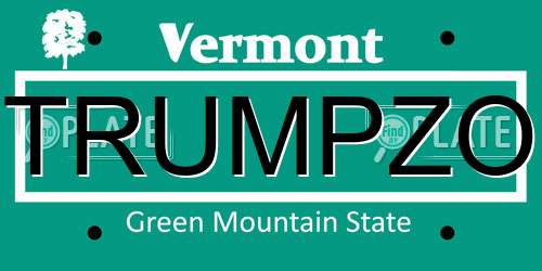 TRUMPZO Vermont License Plate