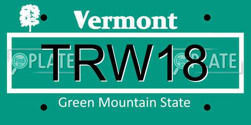 TRW18 Vermont License Plate