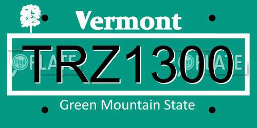 TRZ1300 Vermont License Plate