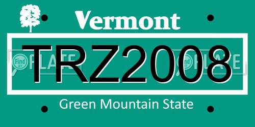 TRZ2008 Vermont License Plate