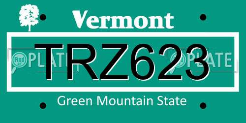TRZ623 Vermont License Plate