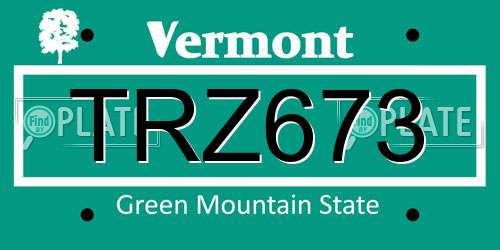 TRZ673 Vermont License Plate