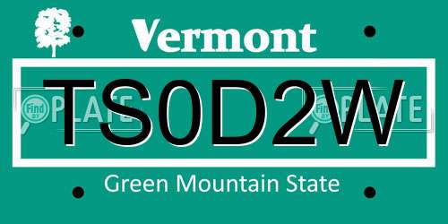 TS0D2W Vermont License Plate