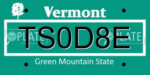 TS0D8E Vermont License Plate