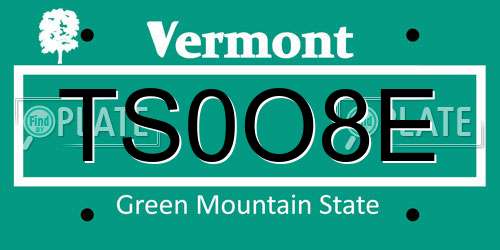 TS0O8E Vermont License Plate