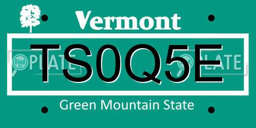 TS0Q5E Vermont License Plate
