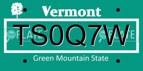 TS0Q7W Vermont License Plate