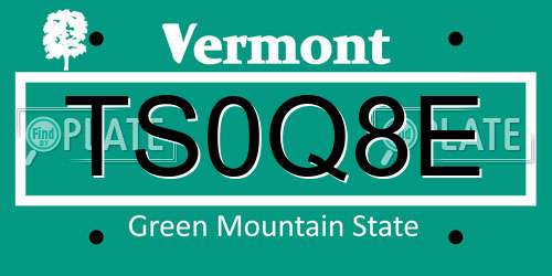 TS0Q8E Vermont License Plate