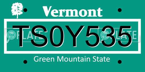 TS0Y535 Vermont License Plate