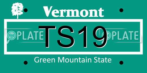 TS19 Vermont License Plate