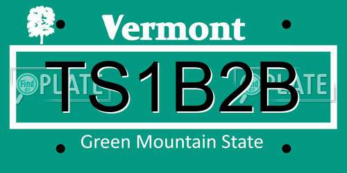 TS1B2B Vermont License Plate