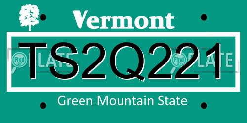 TS2Q221 Vermont License Plate