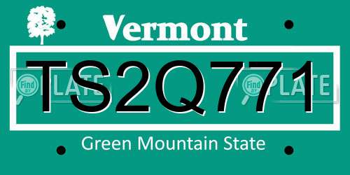 TS2Q771 Vermont License Plate